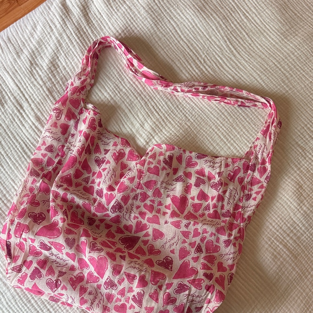 Free People Pink Hearts Tote
